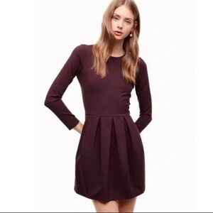 Aritzia Wilfred Burgundy Pleated Long Sleeve Dress Size 0